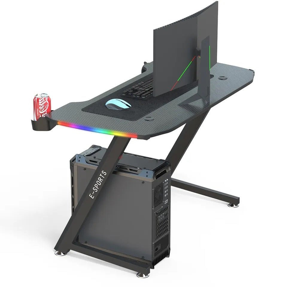 New Arrive Computer Table Z Shaped Gaming Desk With RGB Led Lights ...