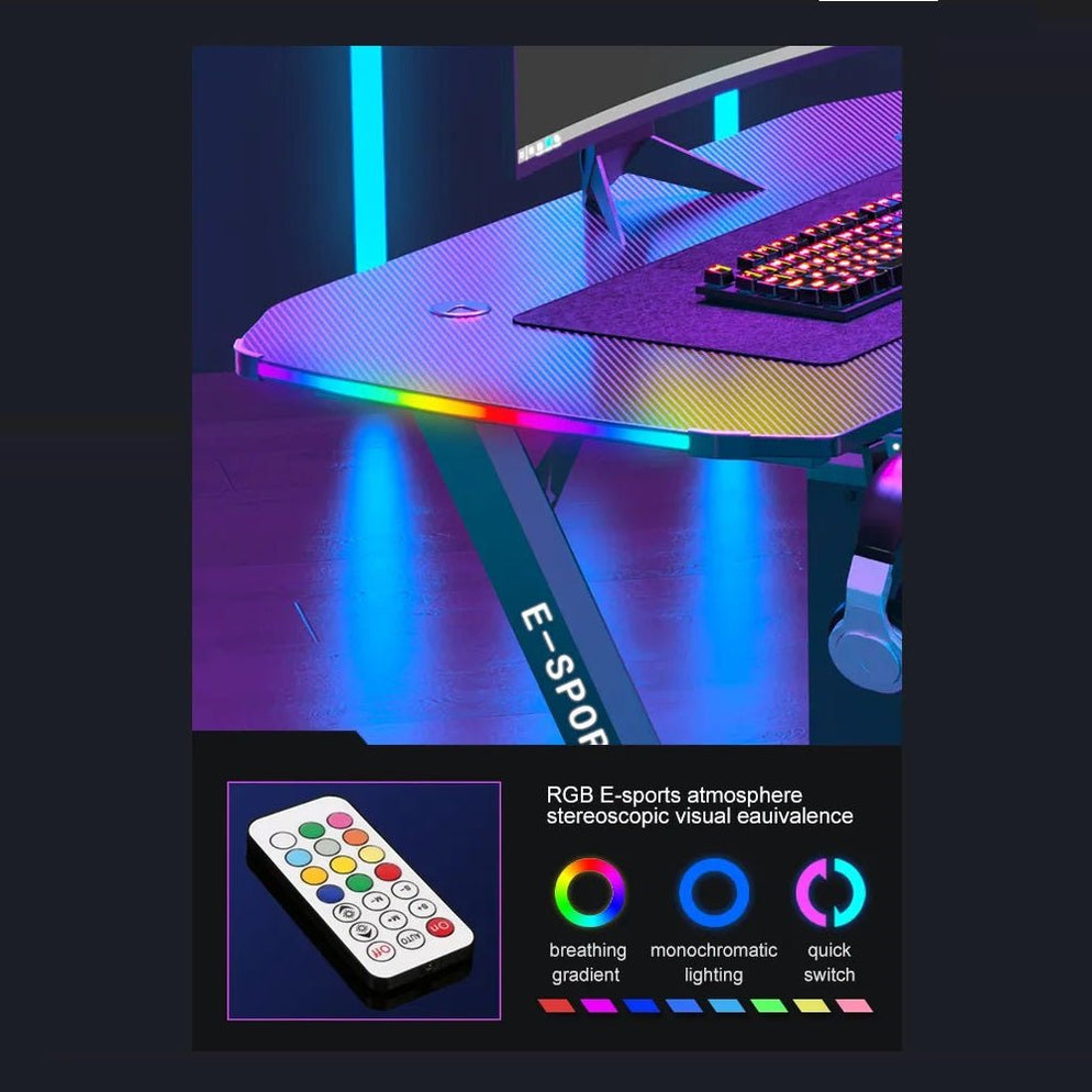 New Arrive Computer Table Z Shaped Gaming Desk With RGB Led Lights ...