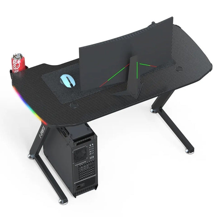 New Arrive Computer Table Z Shaped Gaming Desk With RGB Led Lights Gaming Tables - Amazingooh Wholesale