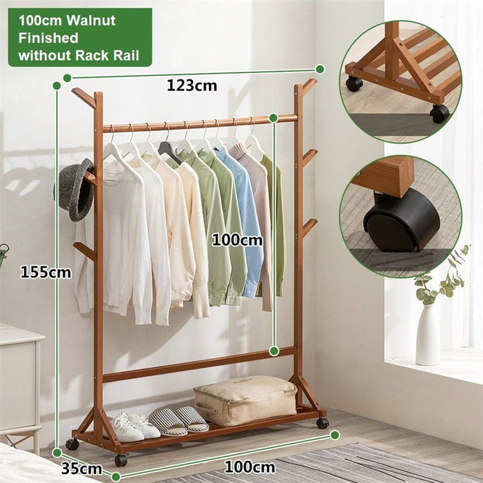 Portable Coat Stand Rack Rail Clothes Hat Garment Hanger Hook with Shelf Bamboo - Amazingooh Wholesale