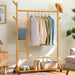 Portable Coat Stand Rack Rail Clothes Hat Garment Hanger Hook with Shelf Bamboo - Amazingooh Wholesale