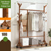 Portable Coat Stand Rack Rail Clothes Hat Garment Hanger Hook with Shelf Bamboo - amazingooh