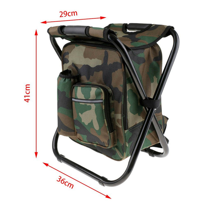 Portable Folding Backpack Chair Camping Stool Cooler Bag Rucksack Beach Fishing 150kg load - amazingooh