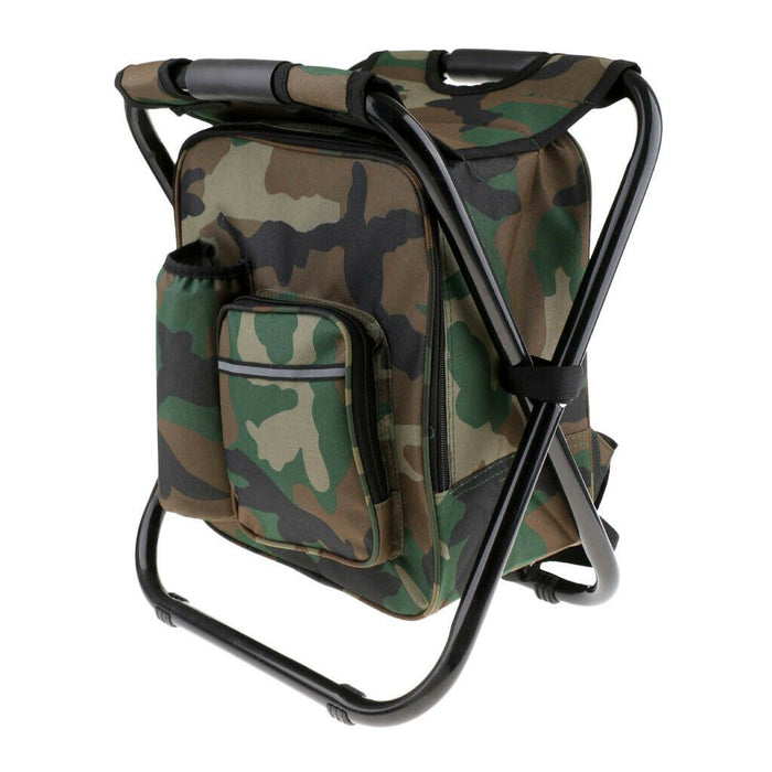 Portable Folding Backpack Chair Camping Stool Cooler Bag Rucksack Beach Fishing 150kg load - amazingooh