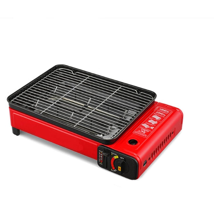 Portable Gas Stove Burner Butane BBQ Camping Gas Cooker With Non Stick Plate Red - amazingooh