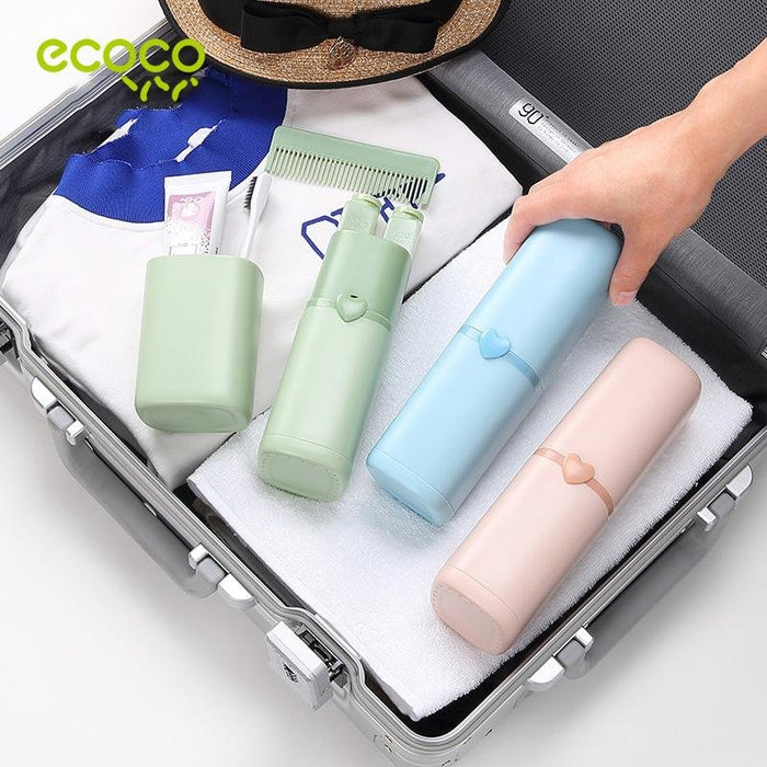 Portable Toothbrush Holder Tooth Mug Toothpaste Cup Bath Travel Box Accessories Set - amazingooh