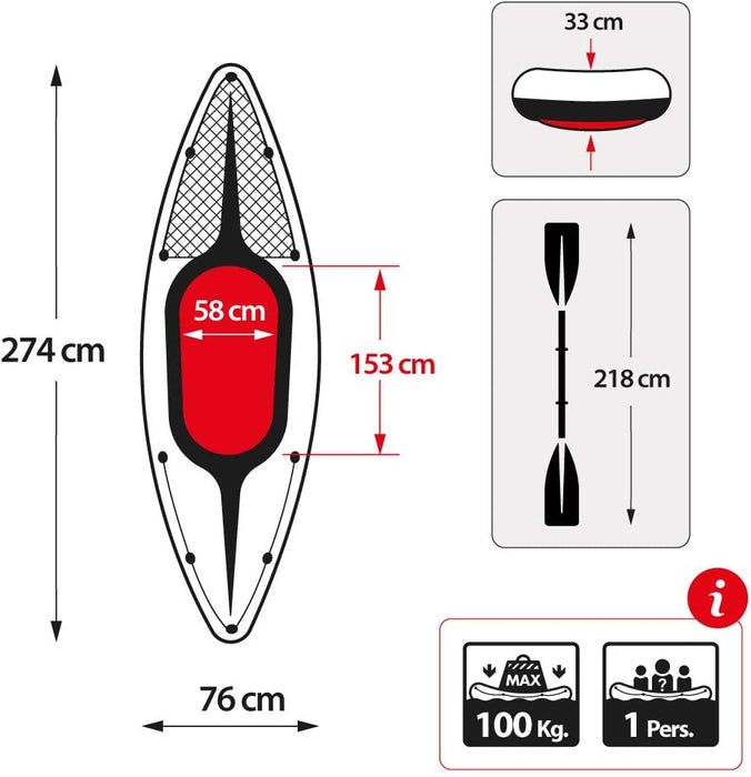 PRE-ORDER Intex Sports Challenger K1 Inflatable Kayak 1 Seat Floating Boat Oars River/Lake 68305NP - amazingooh