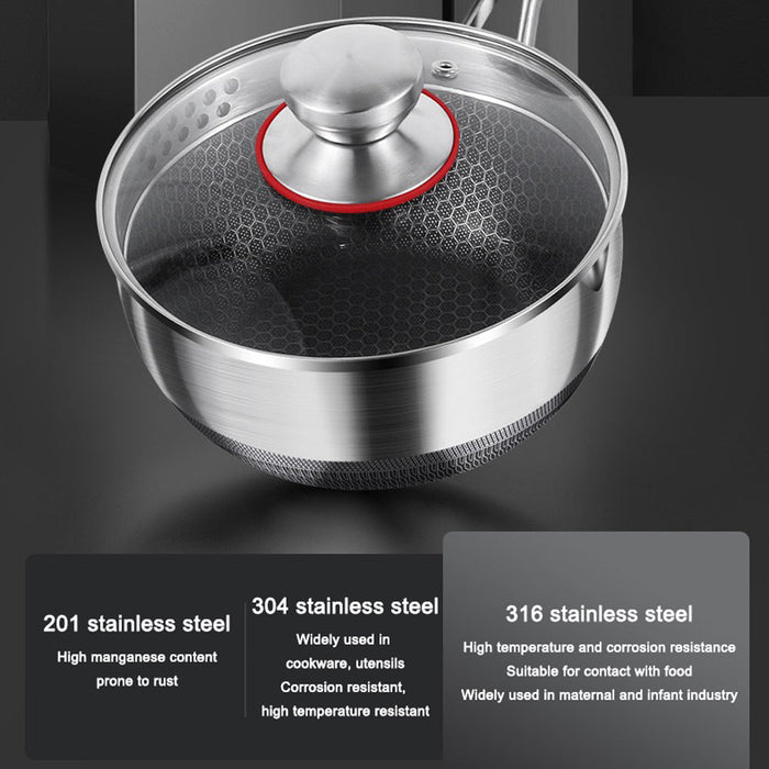 Premium 316 Stainless Steel Non-Stick 22cm Milk Pot with Double-Sided Honeycomb Design - Amazingooh Wholesale
