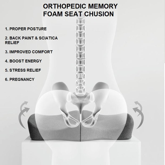 Premium Memory Foam Seat Cushion Coccyx Orthopedic Back Pain Relief Chair Pillow Office - amazingooh