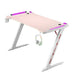 RGB Gaming Desk Home Office Carbon Fiber Led Lights Game Racer Computer PC Table Z-Shaped Pink - amazingooh