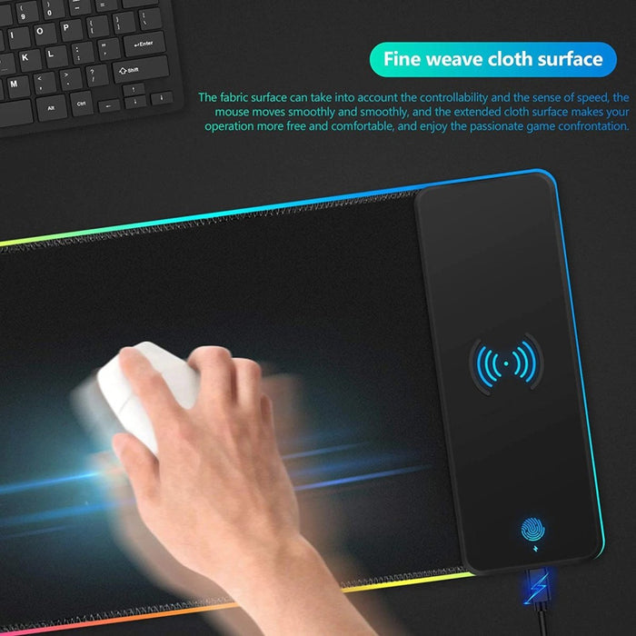 RGB Wireless 15W Oversized Charger Mouse Pad 800x300 MM Gaming Mouse Pad - amazingooh