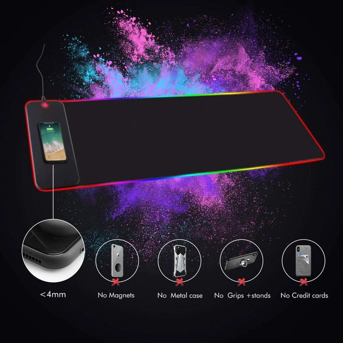 RGB Wireless 15W Oversized Charger Mouse Pad 800x300 MM Gaming Mouse Pad - amazingooh