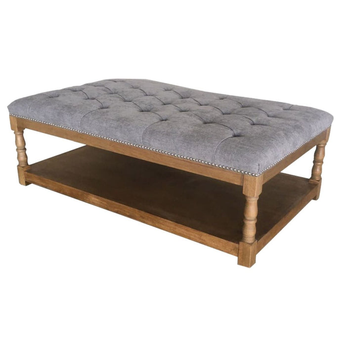 Rosebud Ottoman Bed End Chair Seat Tufted Fabric Seat Storage Foot Stools -Steel - Amazingooh Wholesale