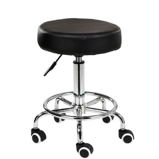 Salon Chair Bar Swivel Stool Office Roller Wheels Portable Height Adjust Leather - amazingooh