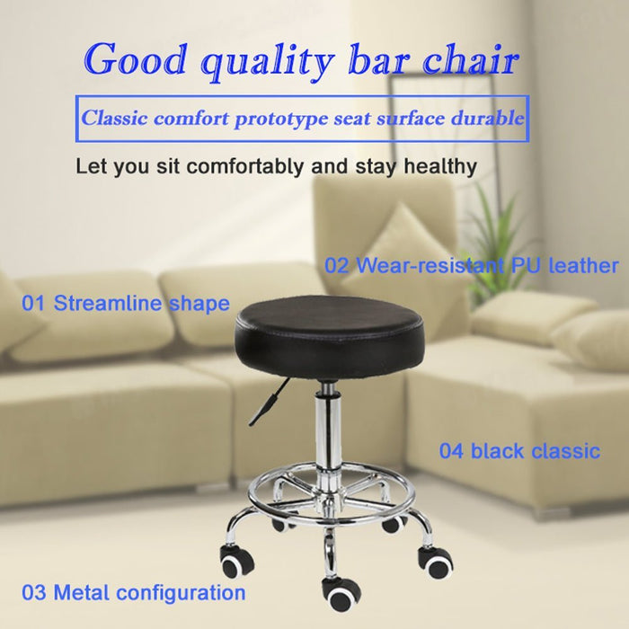 Salon Chair Bar Swivel Stool Office Roller Wheels Portable Height Adjust Leather BS8401 x2 - amazingooh