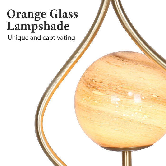 Sarantino Sculptural Orange Glass Table Lamp With White Marble Base - Amazingooh Wholesale