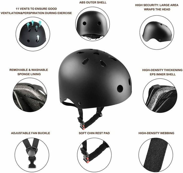 Scooter Protective Gear with Knee Elbow Pads Wrist Guards Helmet for Kids/Teens/Adult - amazingooh