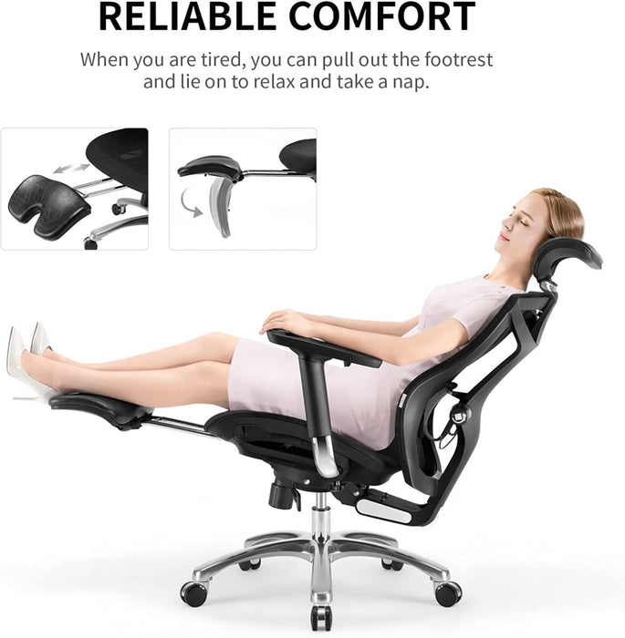 Sihoo Ergonomic Office Chair V1 4D Adjustable High-Back Breathable With Footrest And Lumbar Support - amazingooh