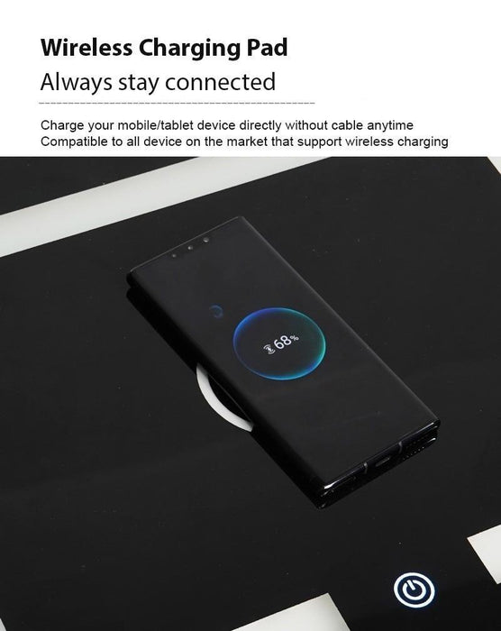 Smart Bedside Tables Finger Print Lock Side 3 Drawers Wireless Charging USB Nightstand LED AU - amazingooh