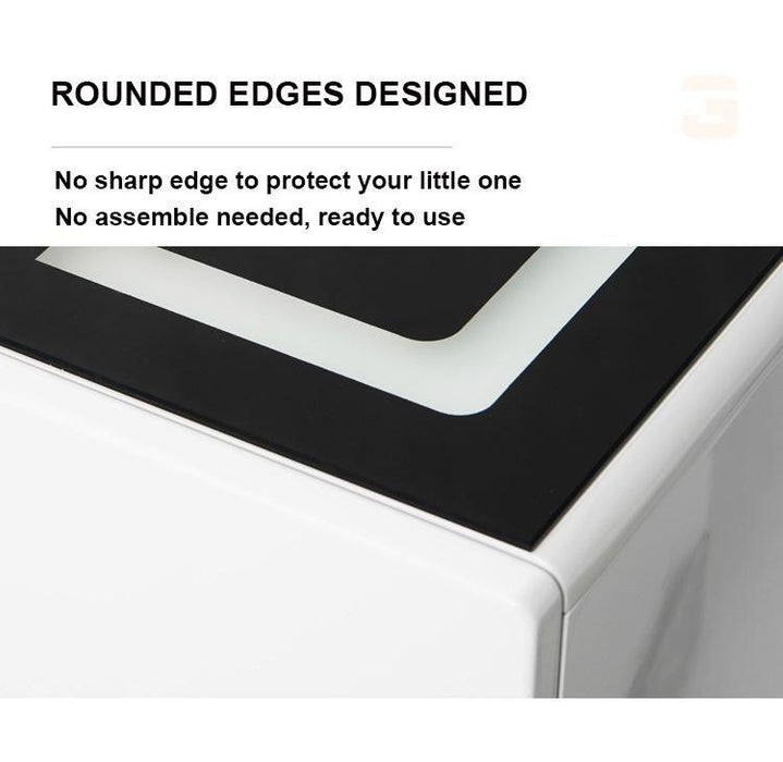 Smart Bedside Tables Side 3 Drawers Wireless Charging Nightstand LED Light USB Right Hand Connection - amazingooh