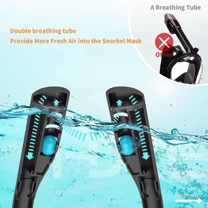 Snorkel Goggles Safe Breathing System Full Face Snorkeling Mask Anti Leak/Fog - Amazingooh