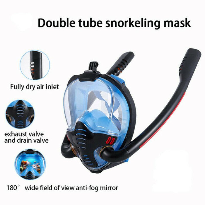 Snorkel Mask Safe Double Breathing System Full Face Snorkeling Anti Leak/Fog AU - Amazingooh