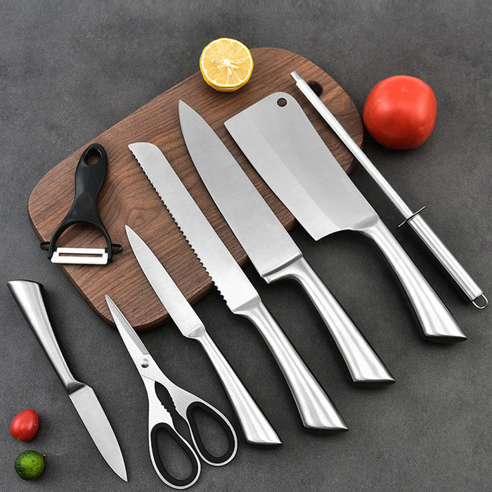 Stainless Steel 9PC Kitchen Chef Knife Block Set Knives Scissor Sharpener AU - Amazingooh Wholesale