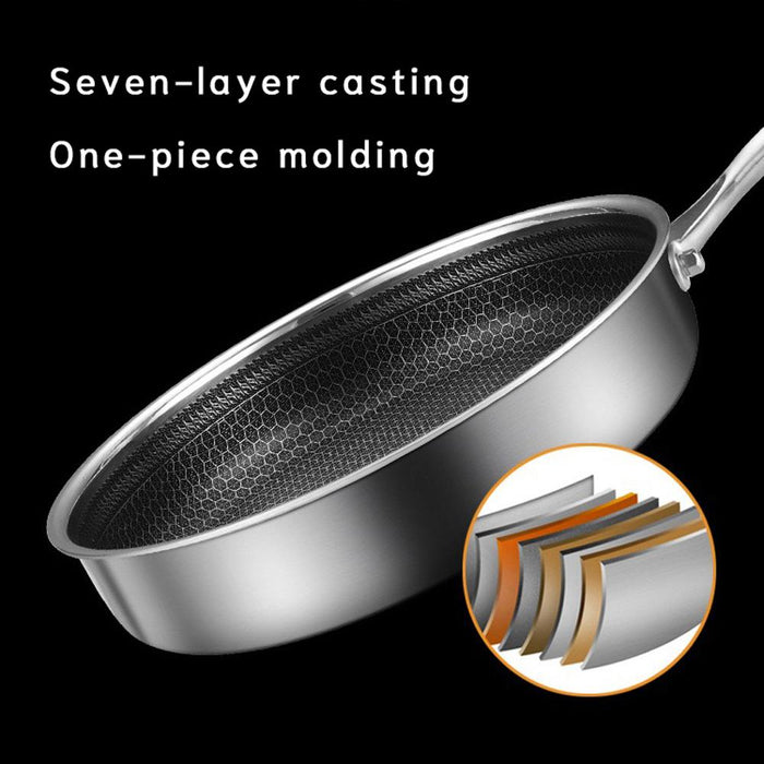 Stainless Steel Frying Pan Non-Stick Cooking Frypan Cookware 28cm Honeycomb Single Sided - amazingooh