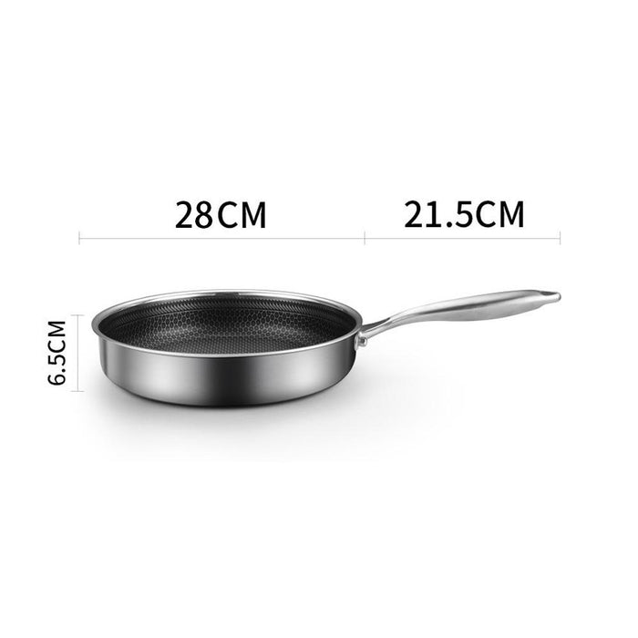 Stainless Steel Frying Pan Non-Stick Cooking Frypan Cookware 28cm Honeycomb Single Sided - amazingooh