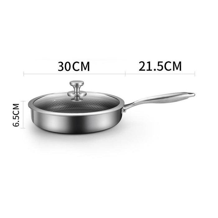 Stainless Steel Frying Pan Non-Stick Cooking Frypan Cookware 30cm Honeycomb Single Sided - amazingooh