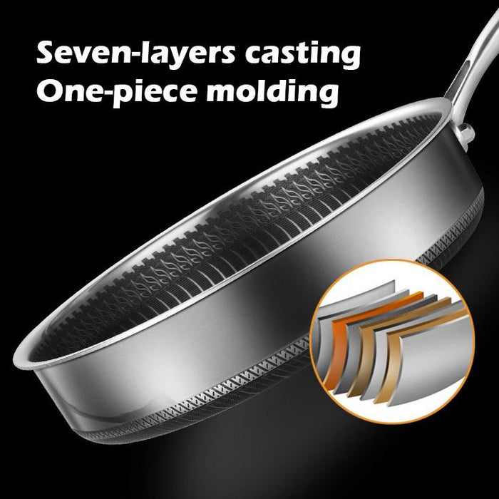 Stainless Steel Frying Pan Non-Stick Cooking Frypan Cookware 32cm Honeycomb Double Sided - amazingooh