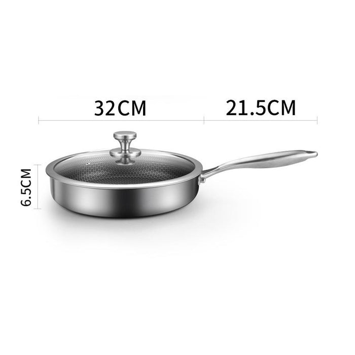 Stainless Steel Frying Pan Non-Stick Cooking Frypan Cookware 32cm Honeycomb Single Sided - amazingooh
