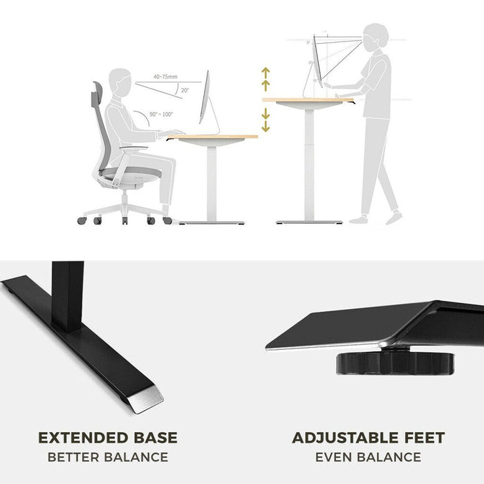Standing Desk Height Adjustable Sit Stand Motorised Dual Motors Frame Black Only - amazingooh
