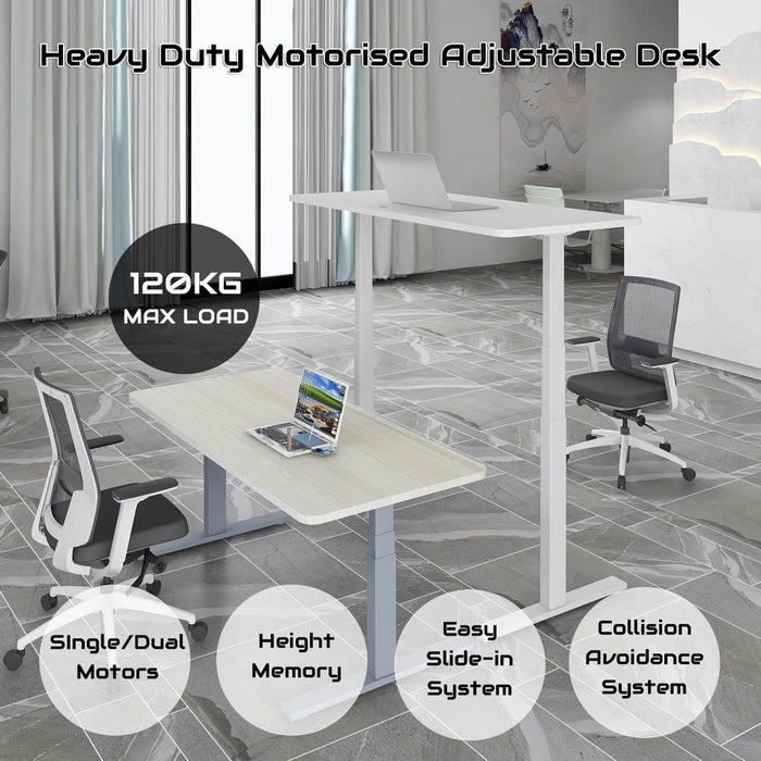 Standing Desk Height Adjustable Sit Stand Motorised Single Motor Frame Grey Only - Amazingooh