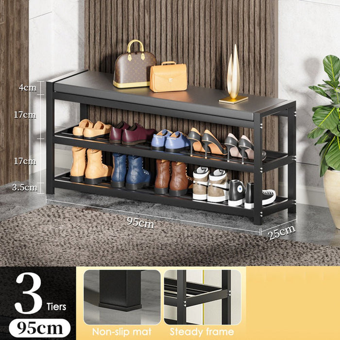 Sturdy Steel Multi-layer Shoe Rack with Bench Entryway Shoe Storage Organizer - Amazingooh Wholesale