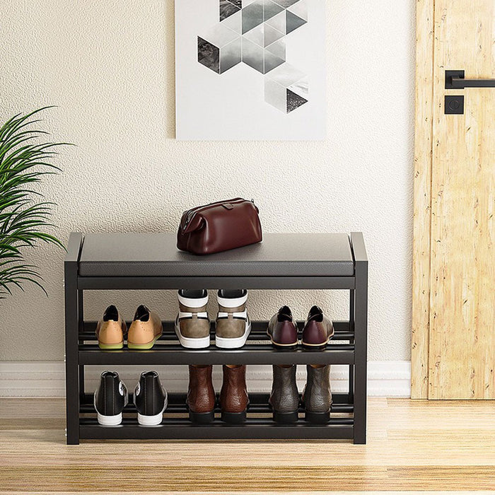 Sturdy Steel Multi-layer Shoe Rack with Bench Entryway Shoe Storage Organizer - Amazingooh Wholesale