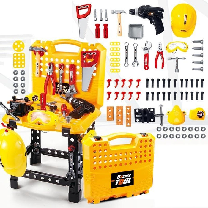 Toy Power Workbench, Kids Power Tool Bench Construction Set with Tools and Electric Drill - amazingooh