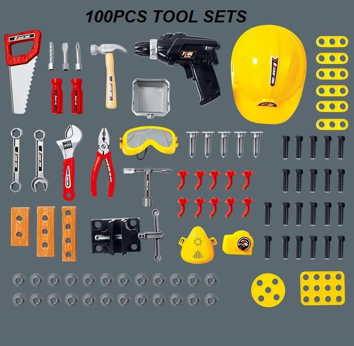 Toy Power Workbench, Kids Power Tool Bench Construction Set with Tools and Electric Drill - amazingooh