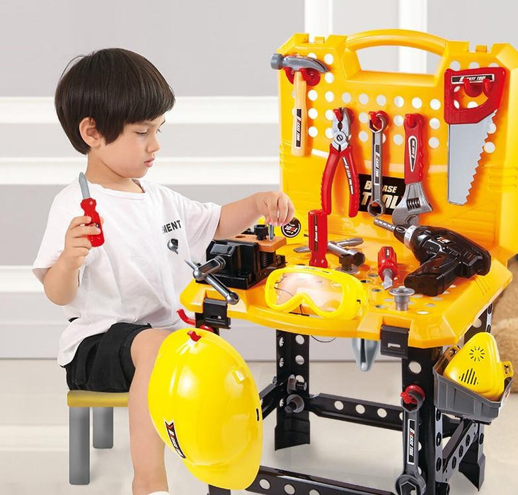 Toy Power Workbench, Kids Power Tool Bench Construction Set with Tools and Electric Drill - amazingooh