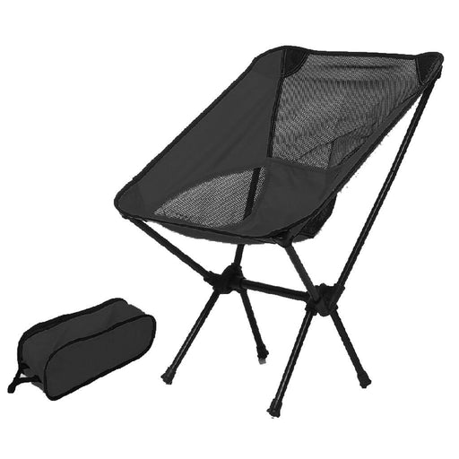 Ultralight Aluminum Alloy Folding Camping Camp Chair Outdoor Hiking Black - amazingooh