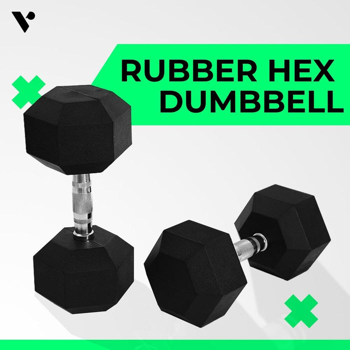 VERPEAK Rubber Hex Dumbbells 25kg - VP-DB-110 / VP-DB-110-LX - Amazingooh Wholesale