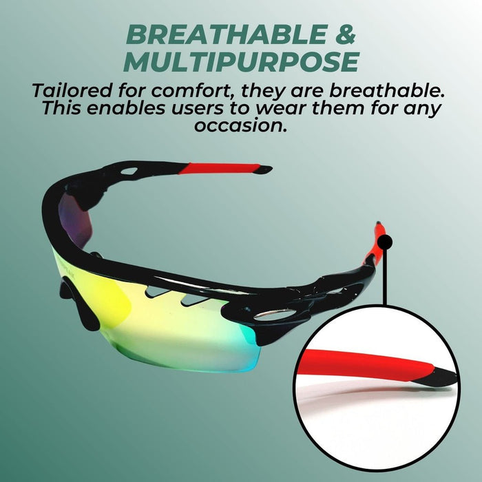 Verpeak Sport Sunglasses Type 2 (Black frame with red end tip) VP-SS-102-PB - Amazingooh Wholesale