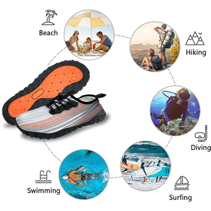 Water Shoes for Men and Women Soft Breathable Slip-on Aqua Shoes Aqua Socks for Swim Beach Pool Surf Yoga (Grey Size US 10.5) - Amazingooh Wholesale