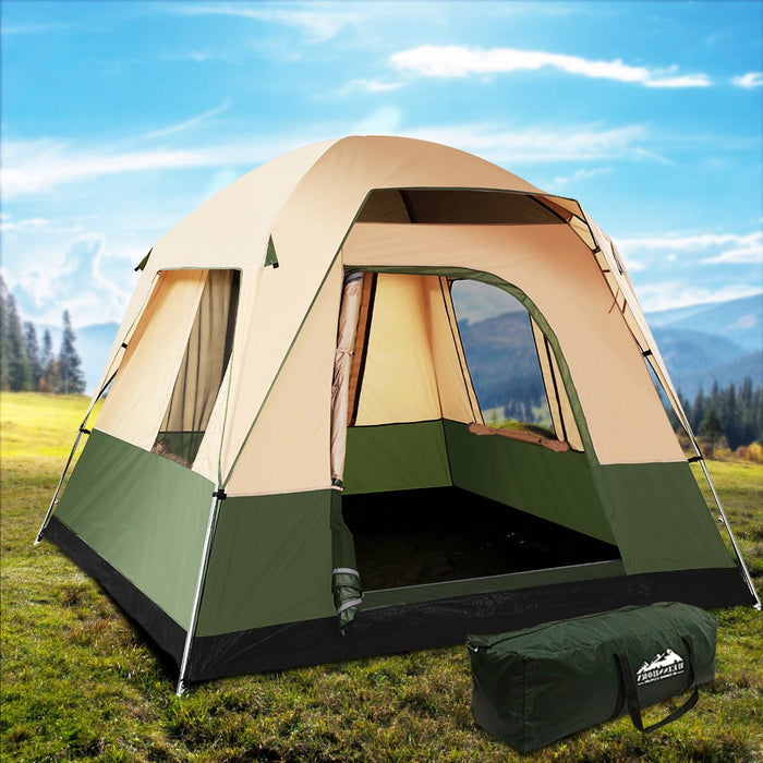Weisshorn Family Camping Tent 4 Person Hiking Beach Tents Canvas Ripstop Green - Amazingooh Wholesale