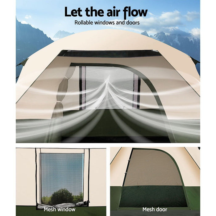 Weisshorn Family Camping Tent 4 Person Hiking Beach Tents Canvas Ripstop Green - Amazingooh Wholesale