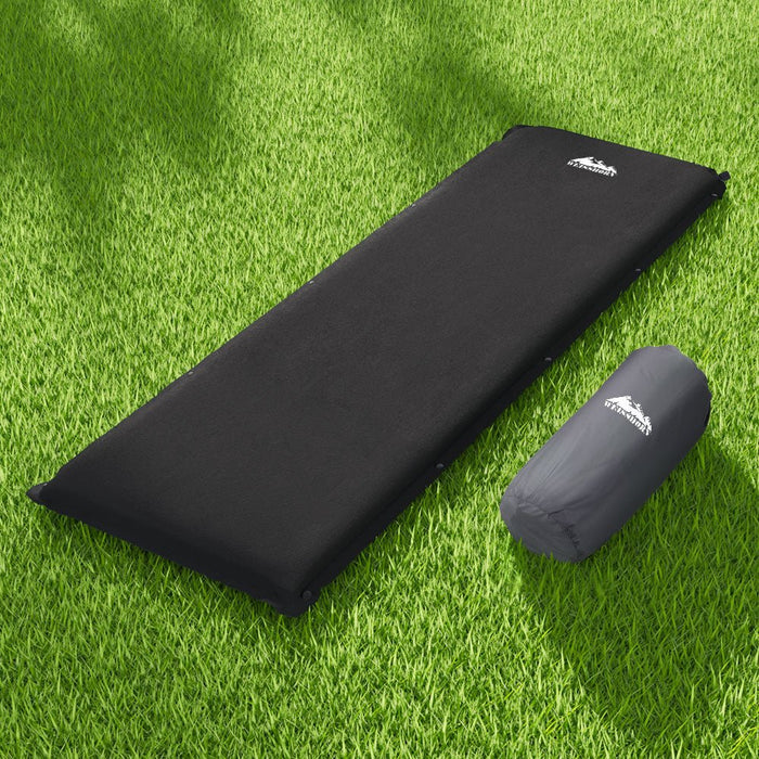Weisshorn Self Inflating Mattress 9.5CM Camping Sleeping Air Bed Single Black - Amazingooh Wholesale