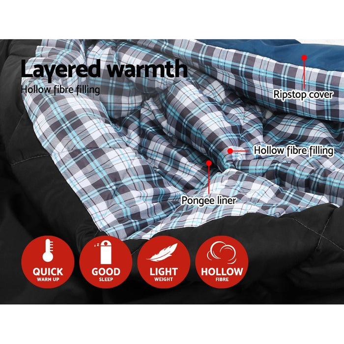 Weisshorn Sleeping Bag Camping Hiking Tent Outdoor Comfort 5 Degree Navy - Amazingooh Wholesale
